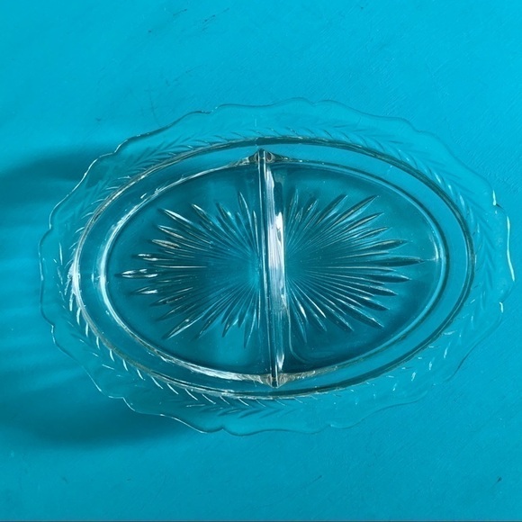 Vintage Pressed Glass Divided Candy Serving Dish - Picture 3 of 4